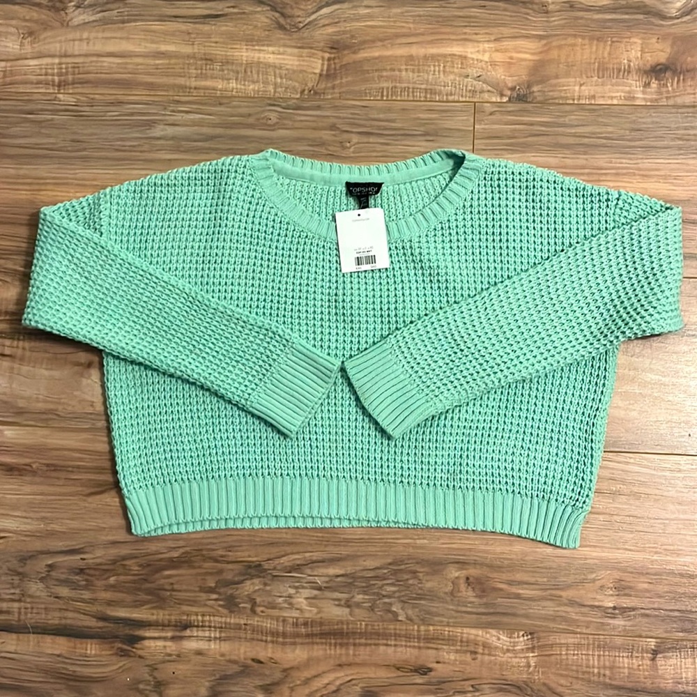 TOPSHOP mint green crop sweater
